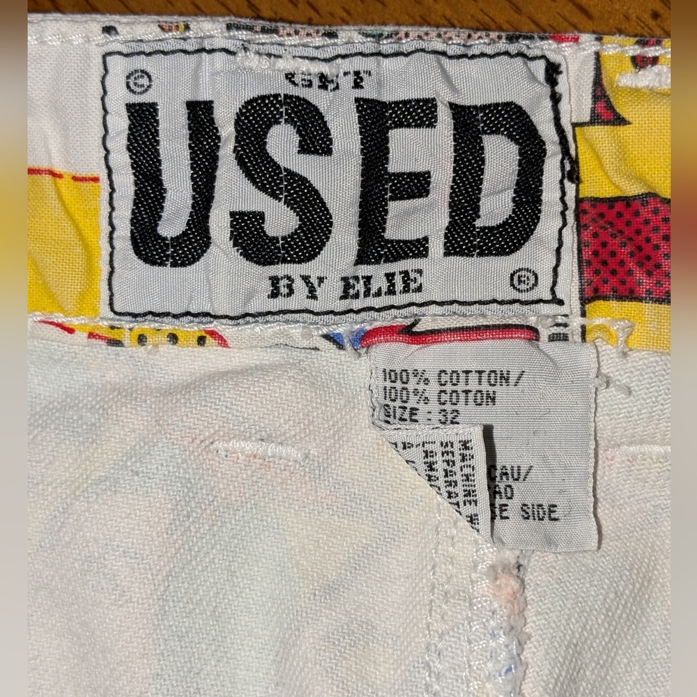 Vintage Denim Shorts with Comic Print Accents - Picture 5 of 6